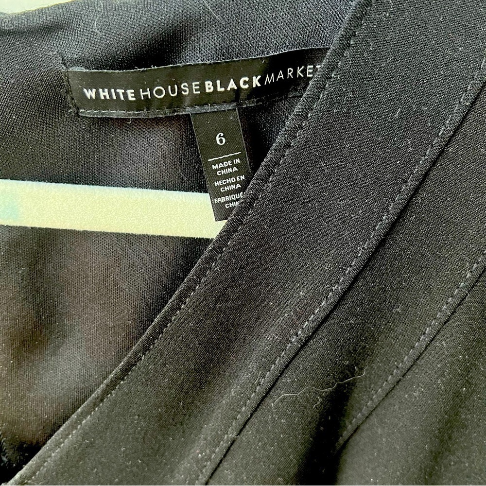 White House Black Market Black Sheath Mini Dress V-Neck - Picture 3 of 8